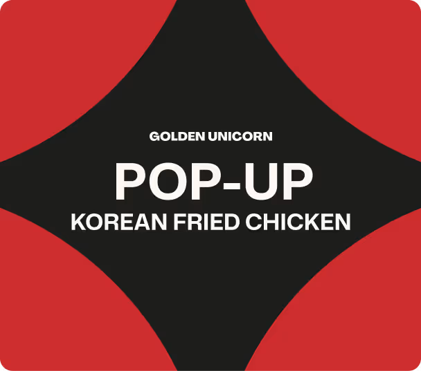Golden Unicorn logo with the word Pop-up.